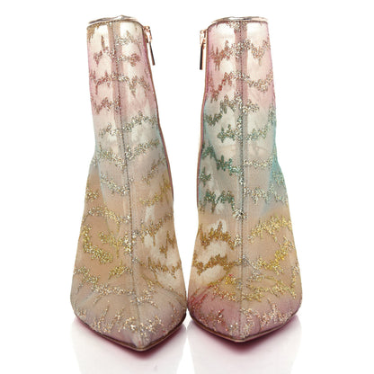 Christian Louboutin Rete Tulle Nancy Bootie 100 Ankle Boots 39.5 Multicolor Blush 2 of 11
