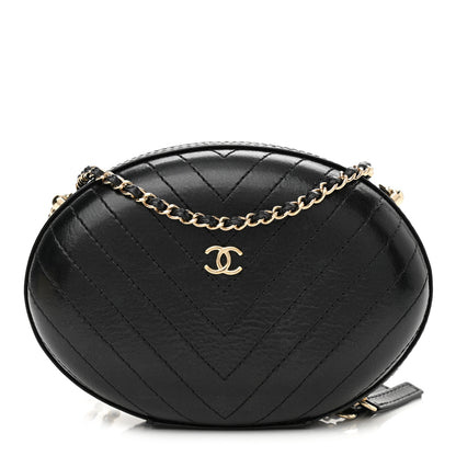 Chanel Calfskin Chevron Stitched Evening Bag Black 1 of 10