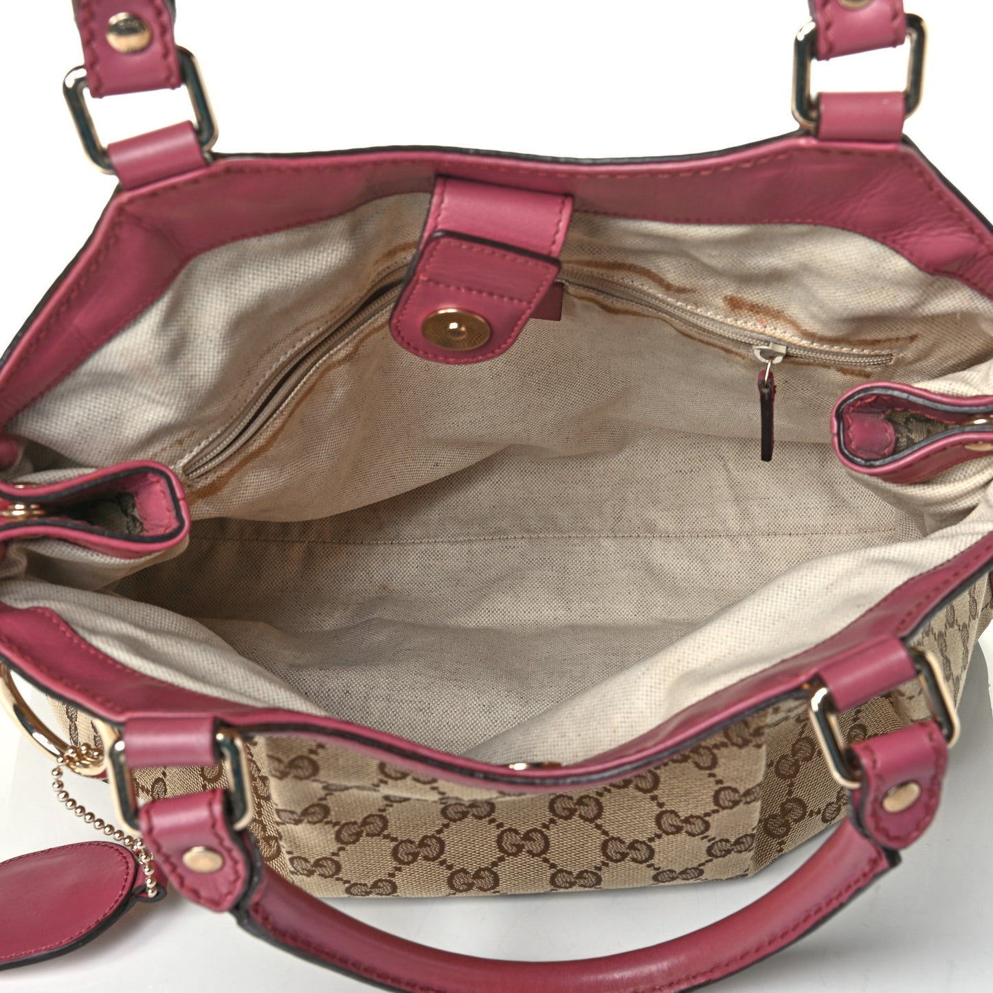 Monogram Margaux Calfskin Medium Sukey Tote Beige Ebony Vintage Rose