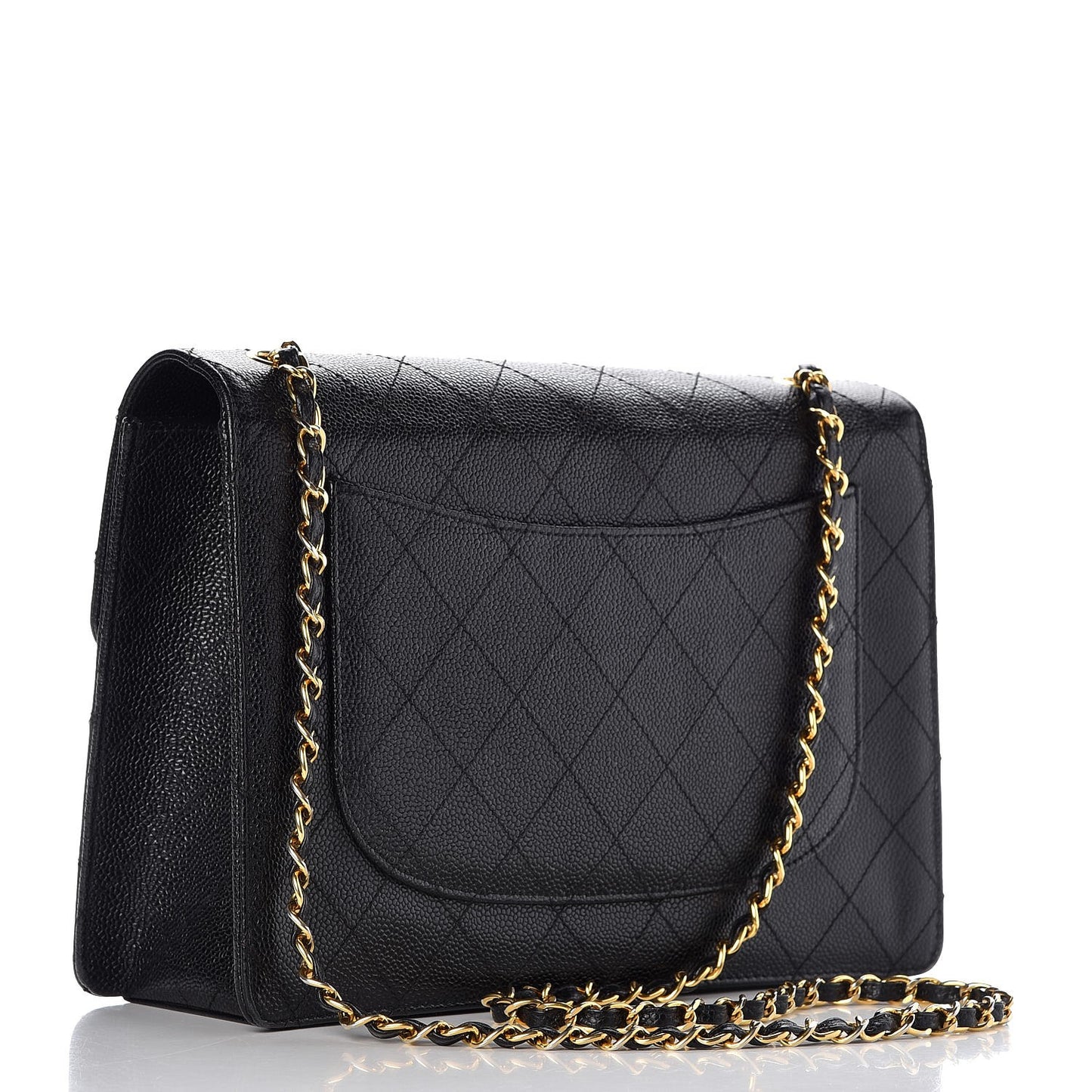 Caviar Stitch Jumbo Single Flap Black