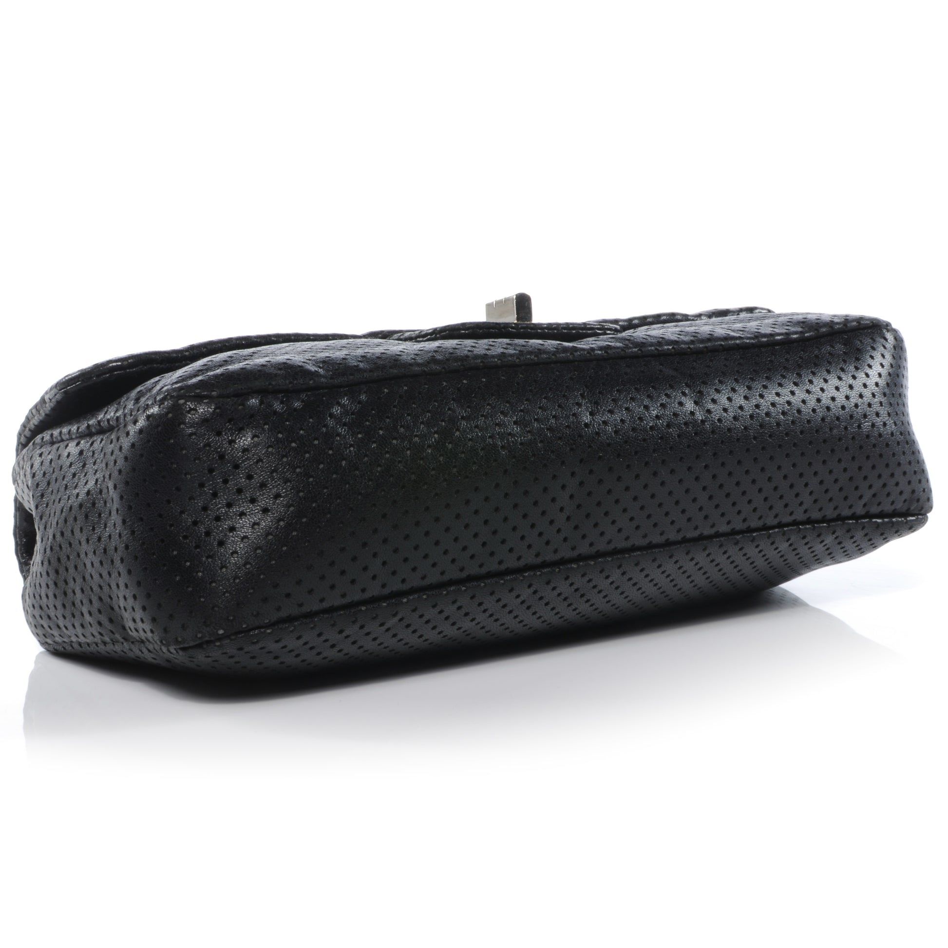 Chanel Metallic Crackled Calfskin Perforated Drill Flap Black 5 of 9