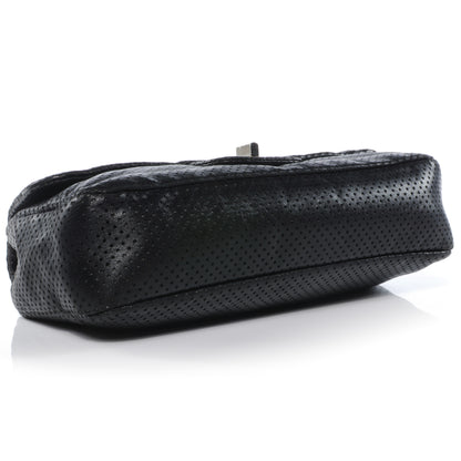 Chanel Metallic Crackled Calfskin Perforated Drill Flap Black 5 of 9