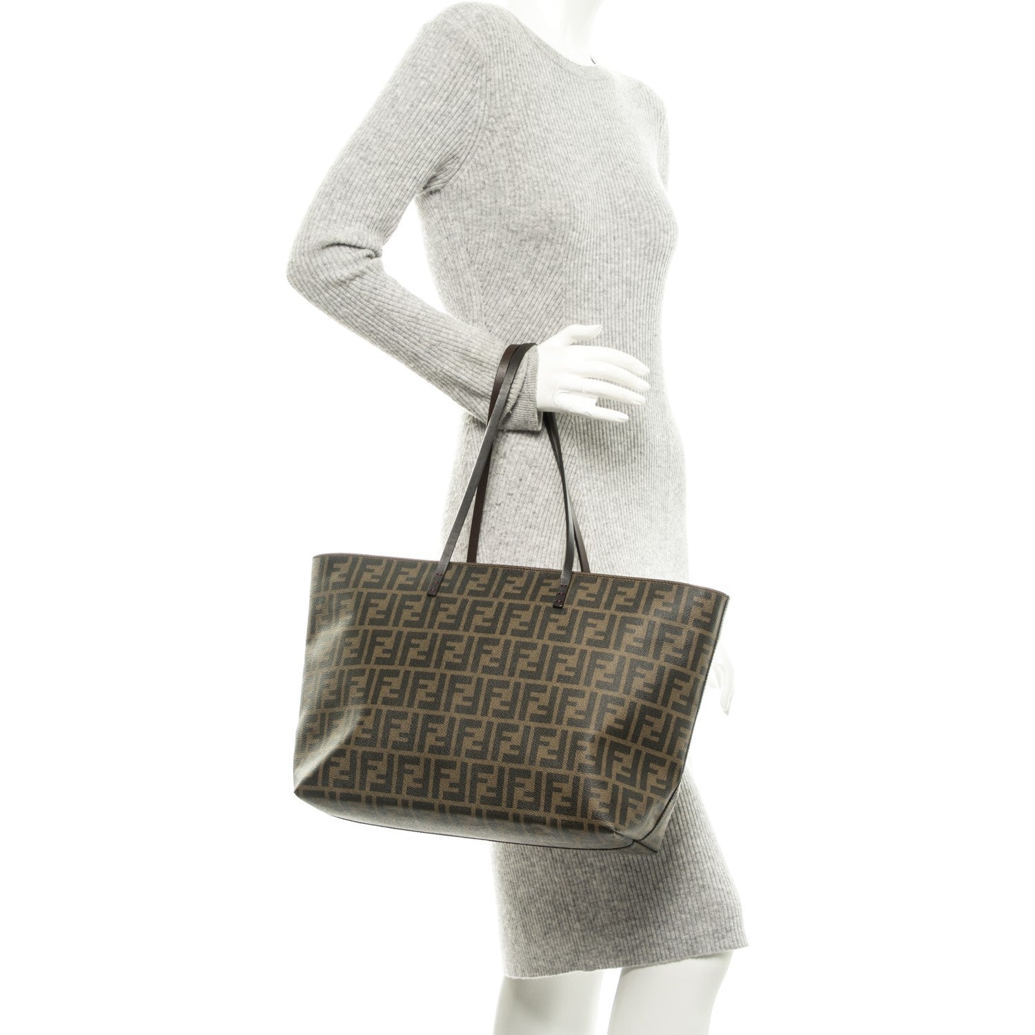 Fendi Zucca Spalmati Medium Roll Tote Tobacco Fuxia 2 of 8