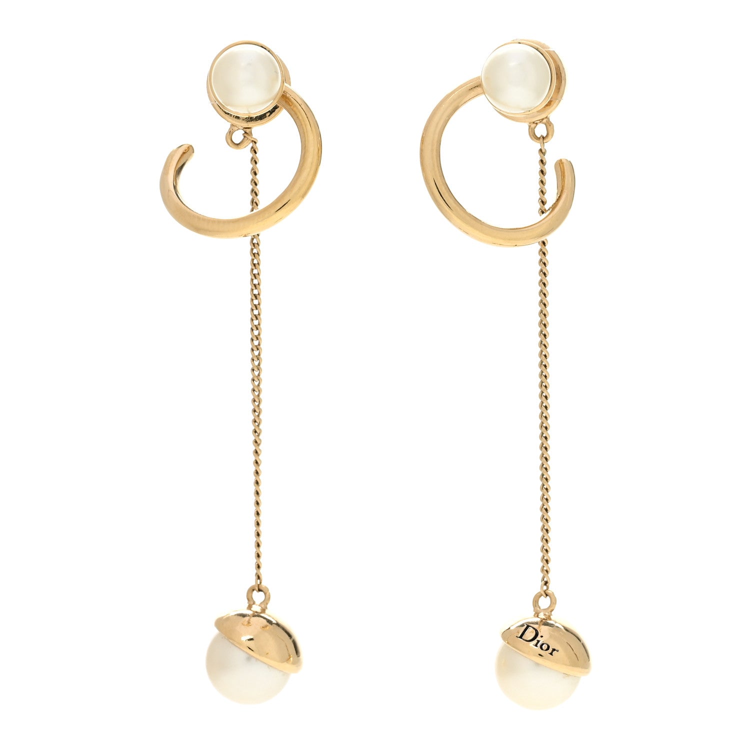 Christian Dior Pearl Mise En Dior Tribal Drop Earrings Gold 1 of 4