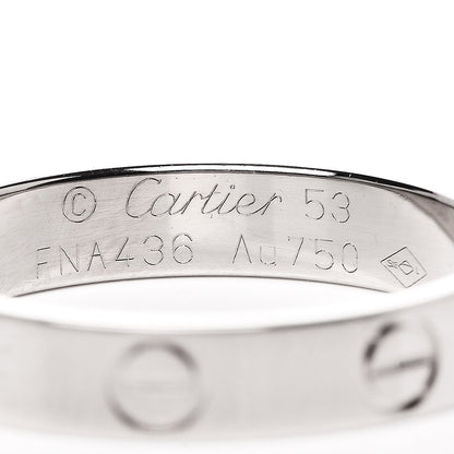 Cartier 18K White Gold 3.5mm LOVE Wedding Band Ring 53 6.25 4 of 5
