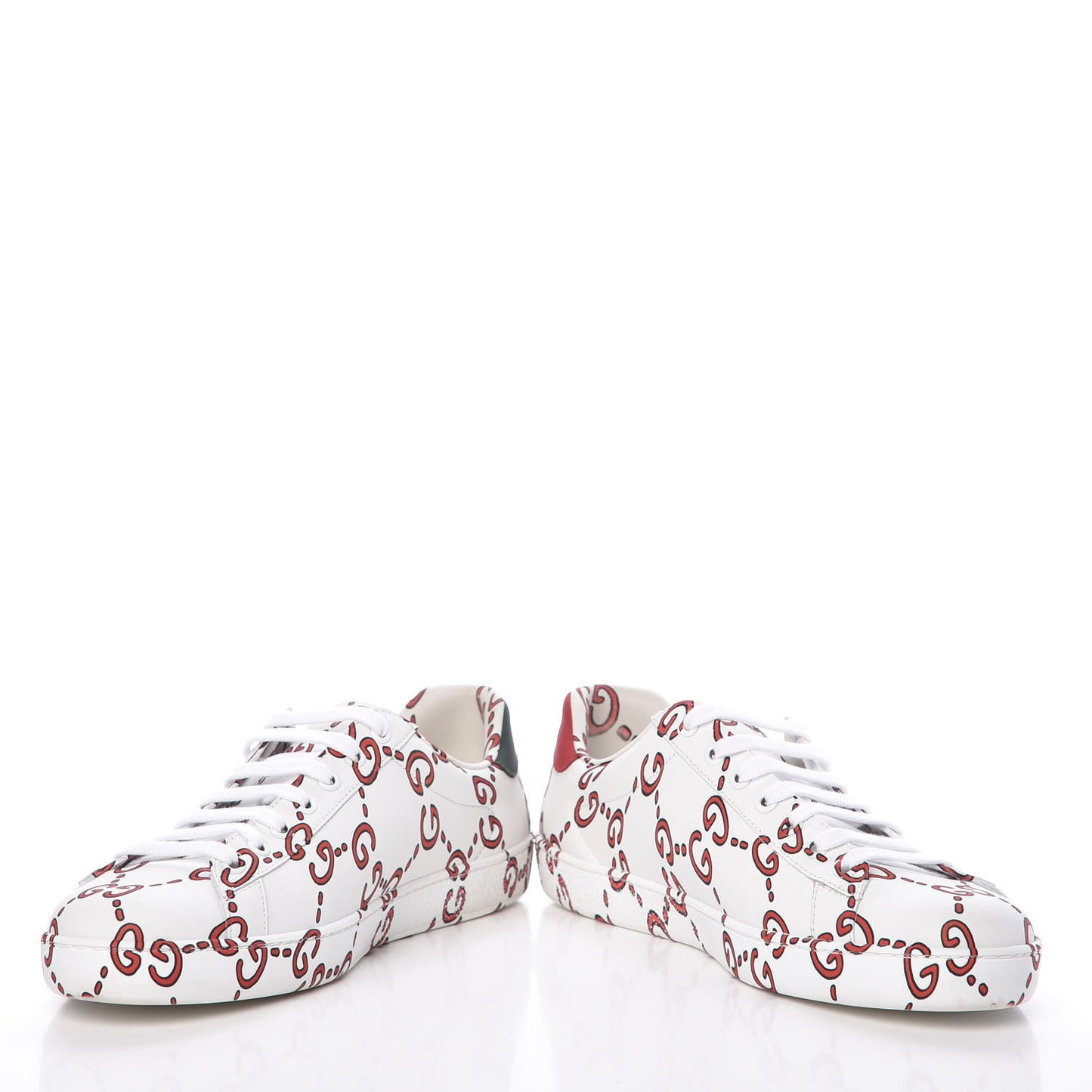 Calfskin GucciGhost Print Mens Ace Sneakers 7.5 White Hibiscus Red