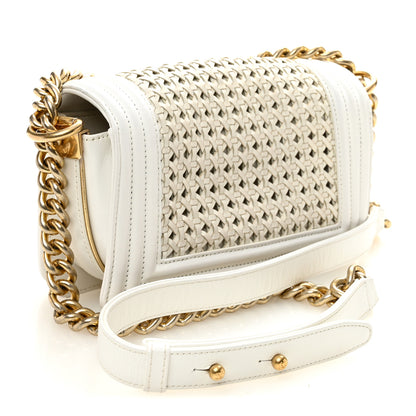 Chanel Sheepskin Braided Small Boy Reverso Flap White 3 of 12