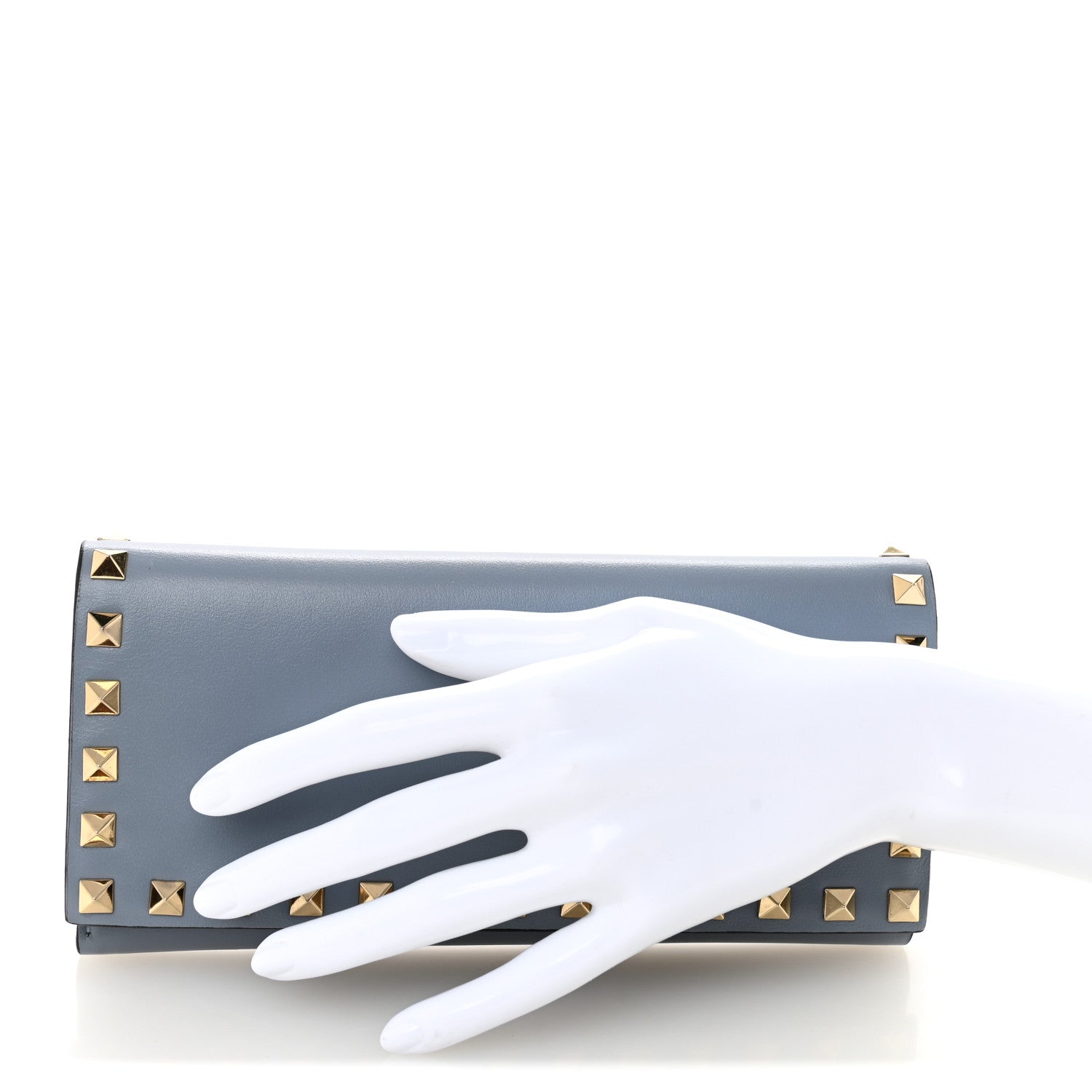 Valentino Garavani Calfskin Rockstud Wallet Stone 2 of 7