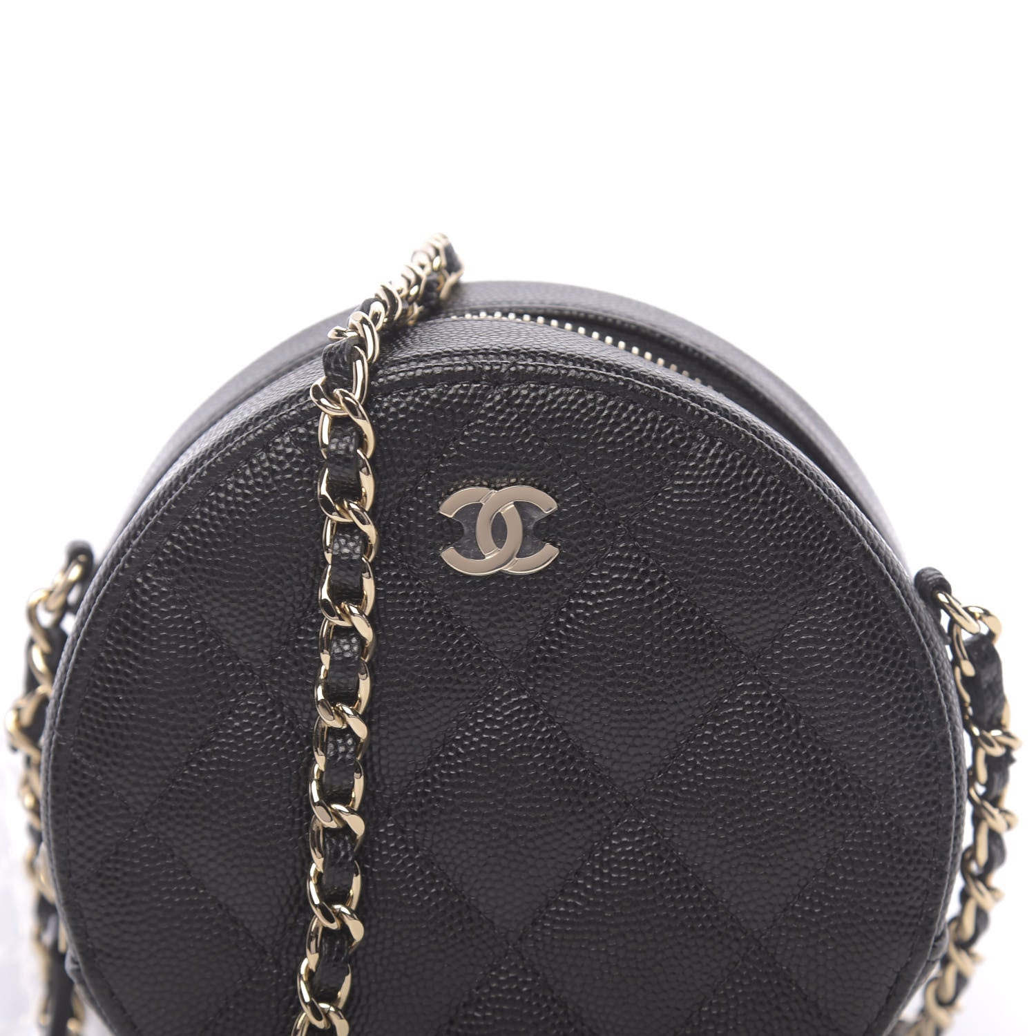 Chanel Caviar Quilted Round Clutch With Chain Black 9 of 10