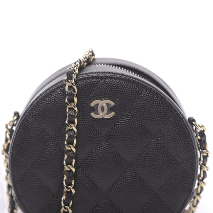 Chanel Caviar Quilted Round Clutch With Chain Black 9 of 10
