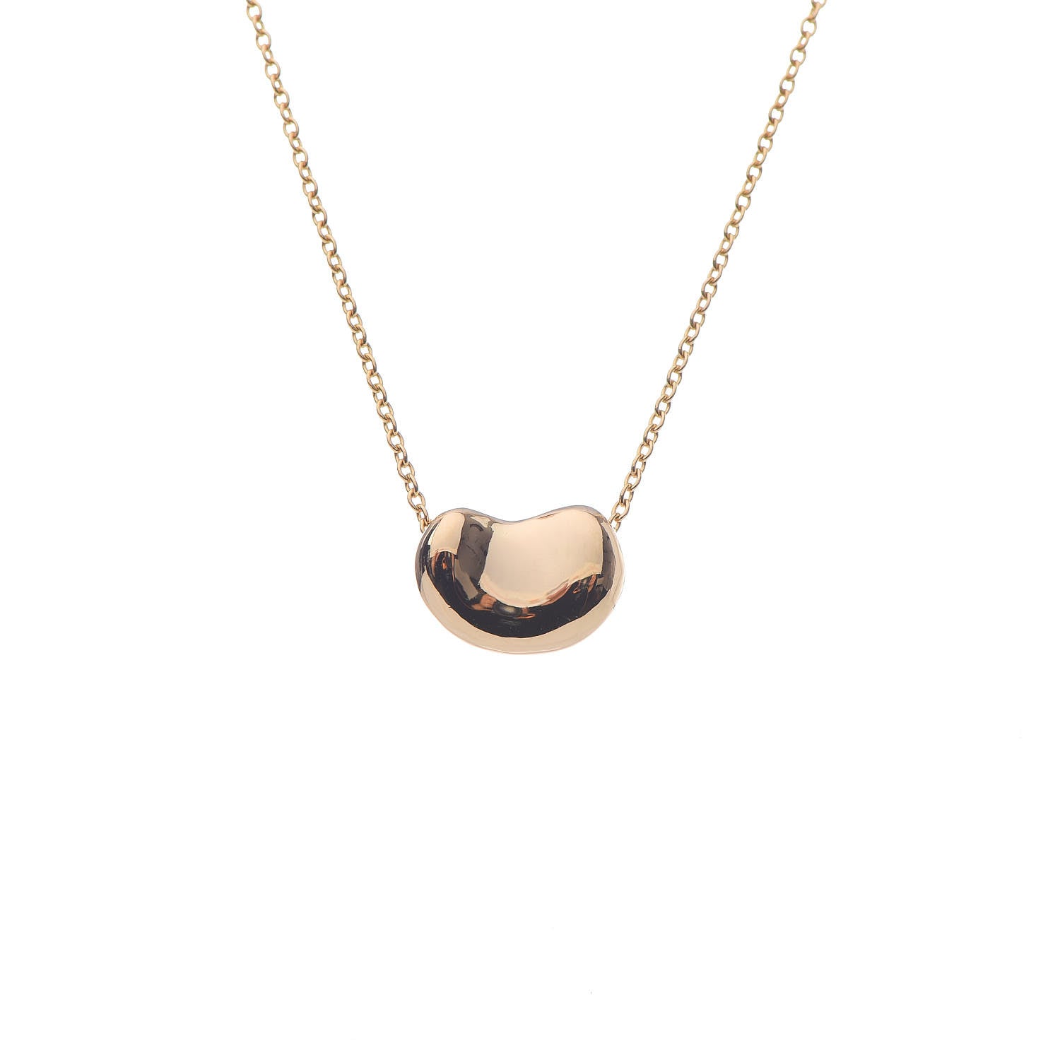 Tiffany 18K Yellow Gold 11mm Elsa Peretti Bean Pendant Necklace 4 of 7