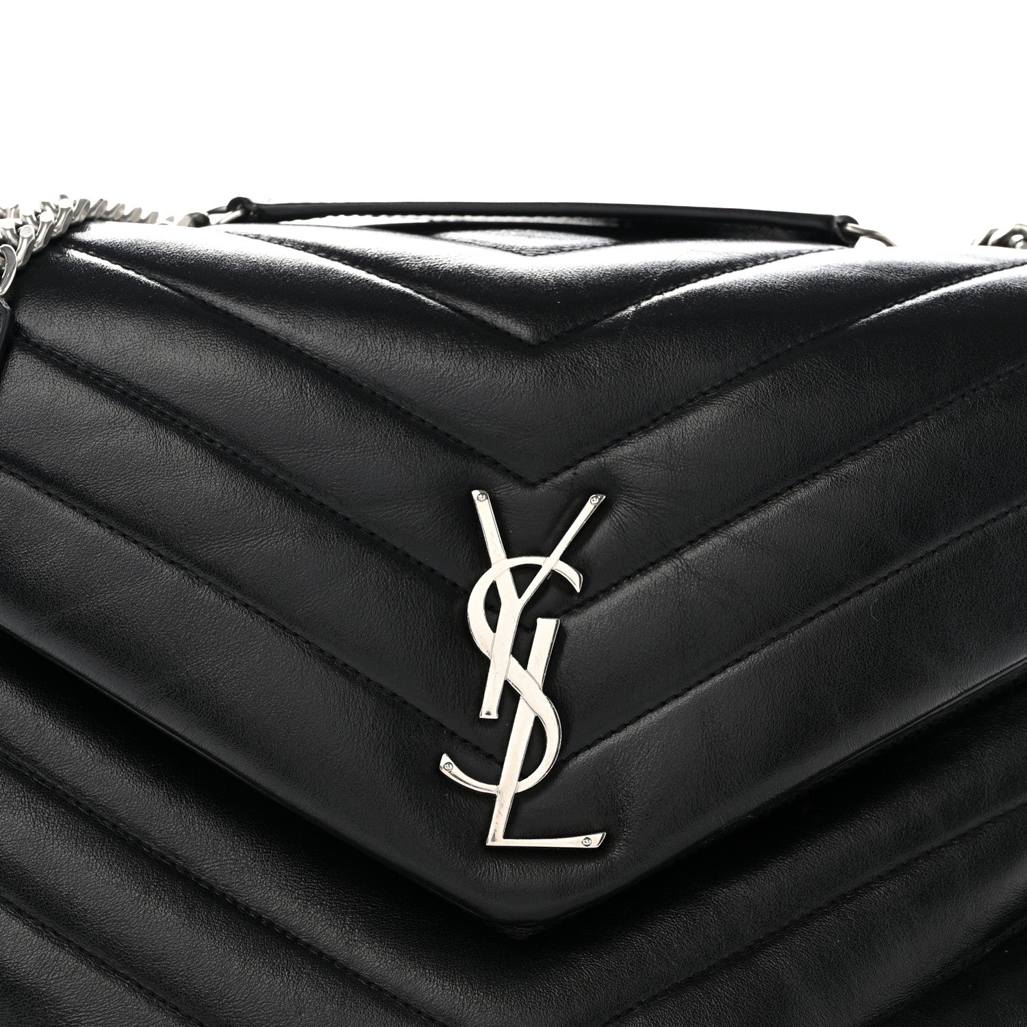 Saint Laurent Calfskin Y Quilted Monogram Medium Loulou Chain Satchel Black 8 of 10