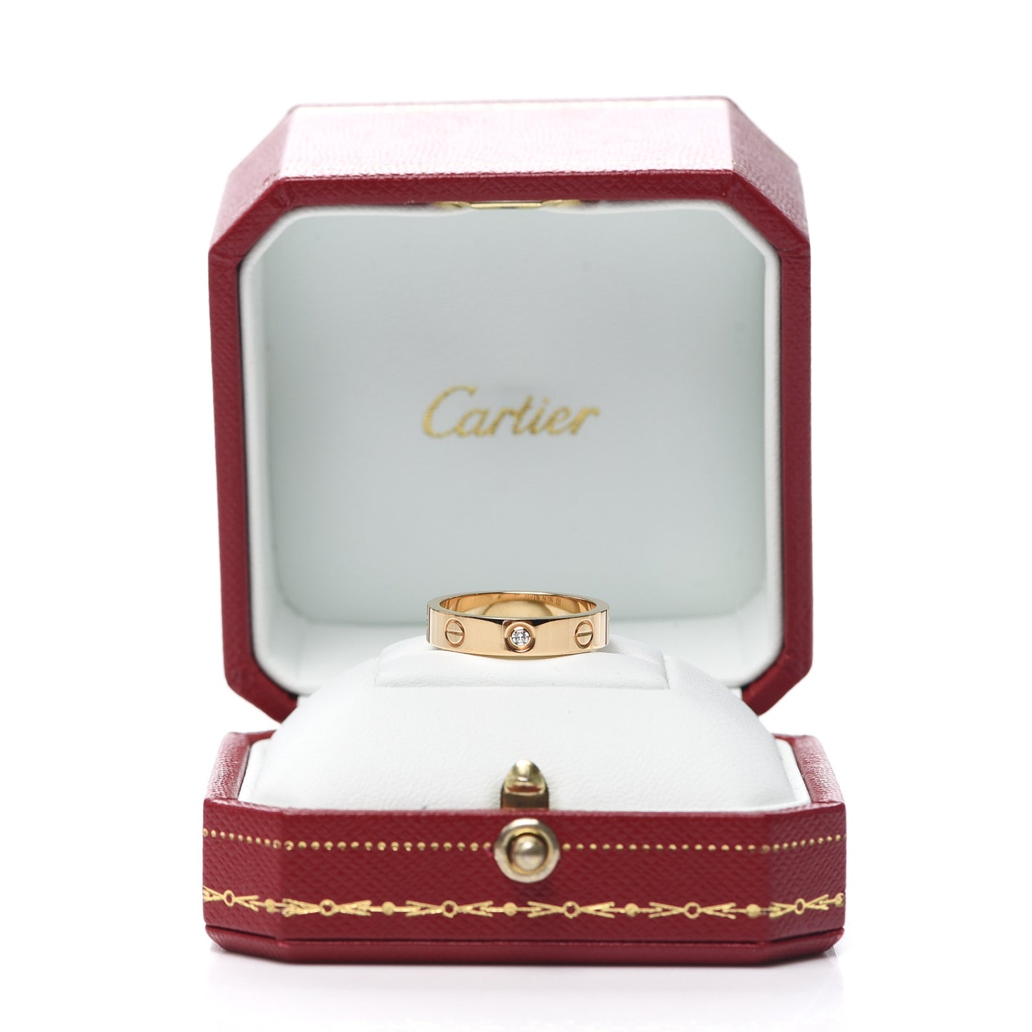 18K Yellow Gold Diamond 4mm LOVE Wedding Band Ring 52 6