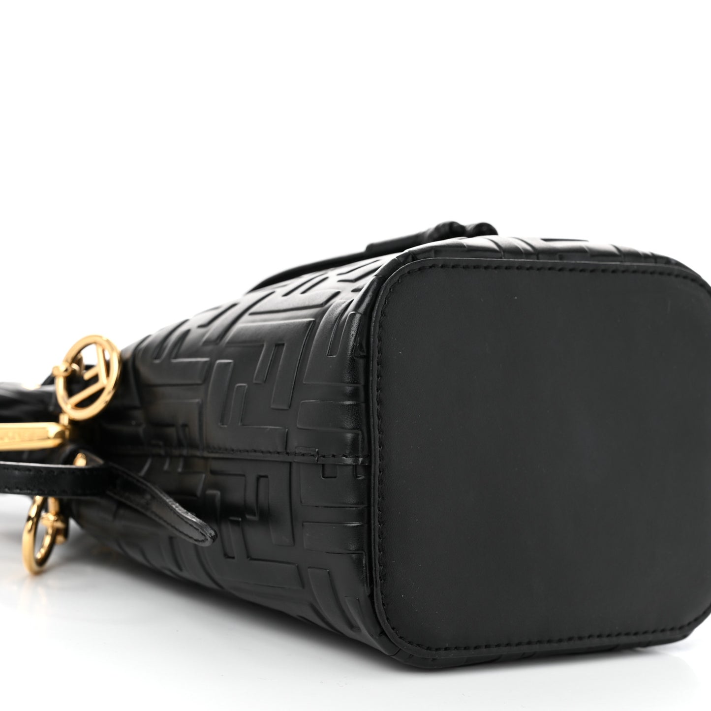 Vitello Liberty F is Fendi FF 1974 Embossed Mini Mon Tresor Bucket Bag Black