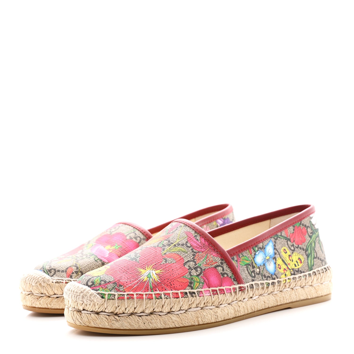 Gucci GG Supreme Monogram Tian Womens Espadrilles 36.5 Beige Ebony Multicolor Rosso 4 of 13