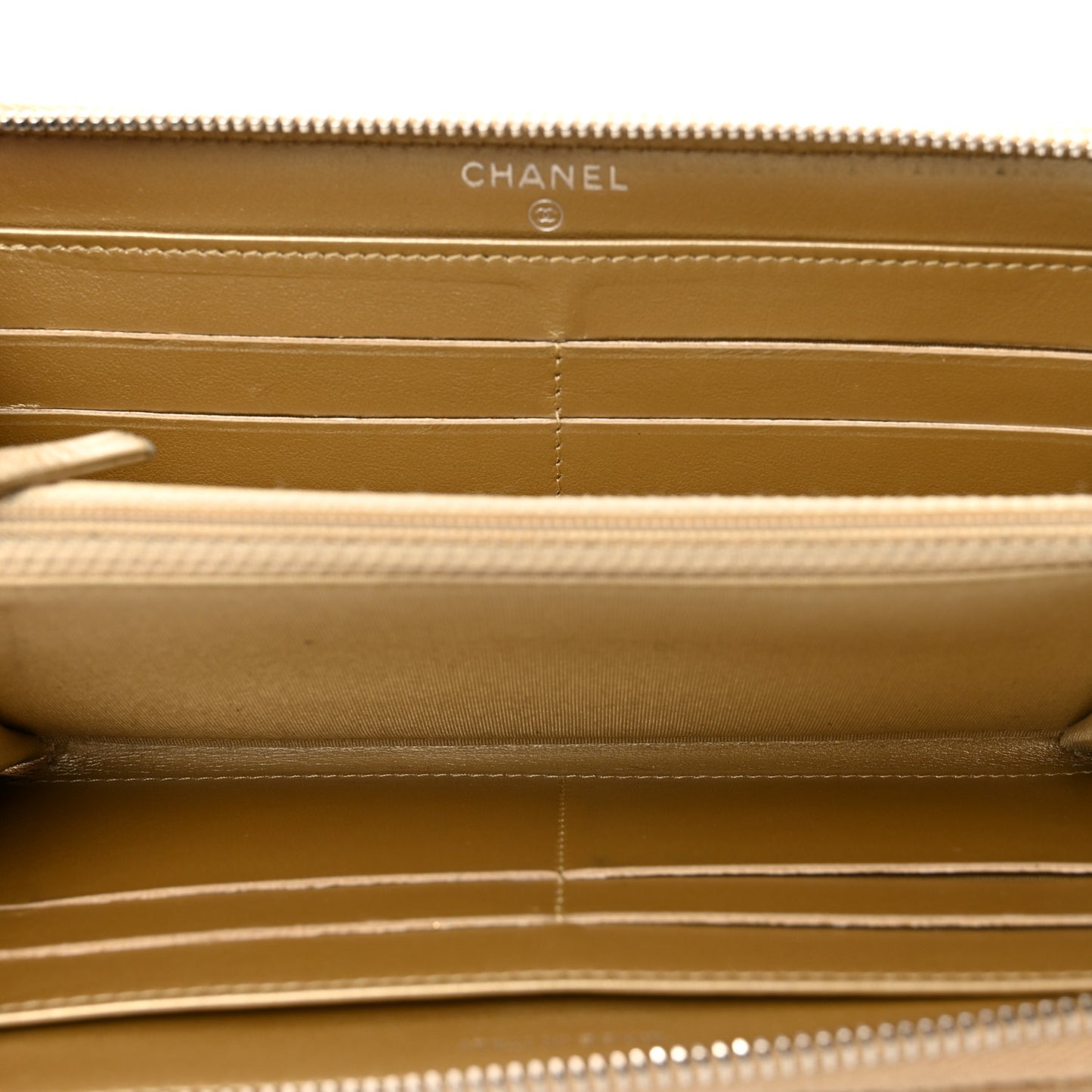 Metallic Lambskin Star Embossed Medium Zip Around Wallet Gold