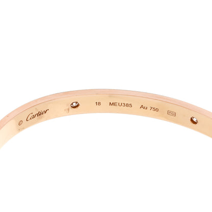 Cartier 18K Pink Gold 4 Diamond LOVE Bracelet 18 6 of 9