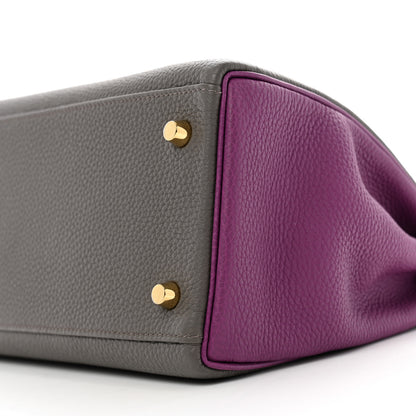 Hermes Togo Horseshoe Kelly Retourne 28 Etain Anemone 10 of 13