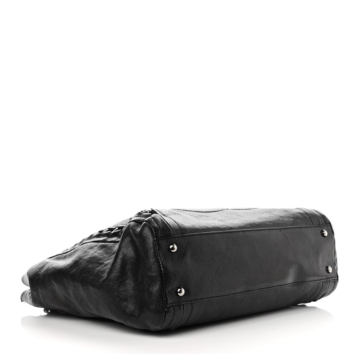 Glazed Caviar Modern Chain Tote Black