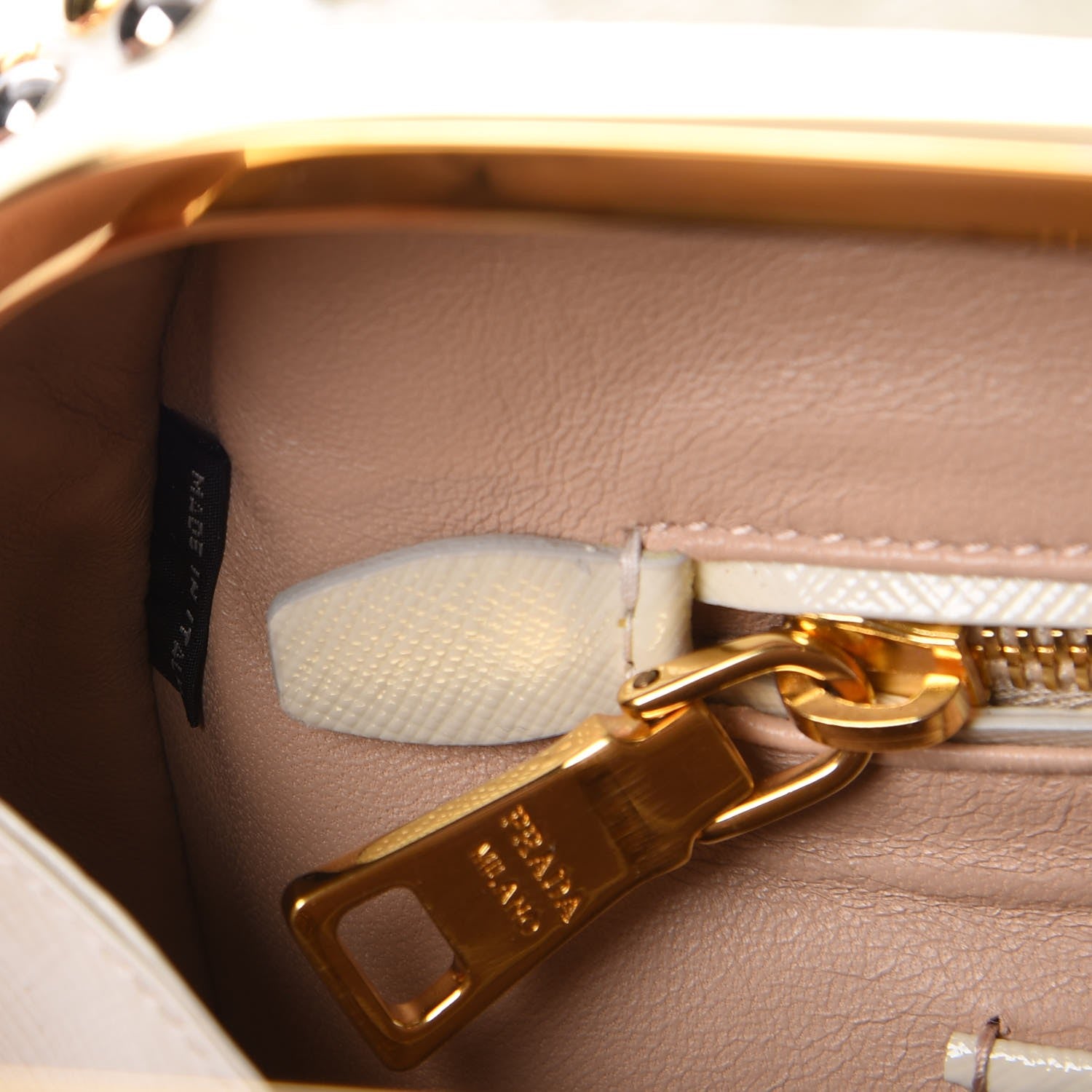 Prada Saffiano Vernice Crystal Pyramid Bag Talco 8 of 13