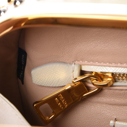 Prada Saffiano Vernice Crystal Pyramid Bag Talco 8 of 13