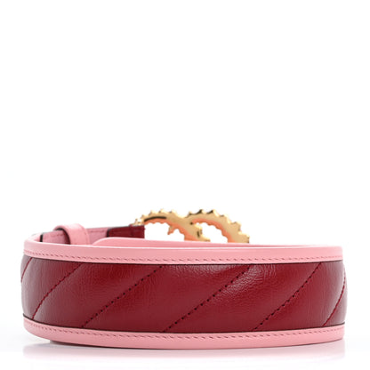 Gucci Vintage Effect Calfskin Matelasse Diagonal Enamel Double G 40mm Belt 75 30 Red Pink 2 of 6