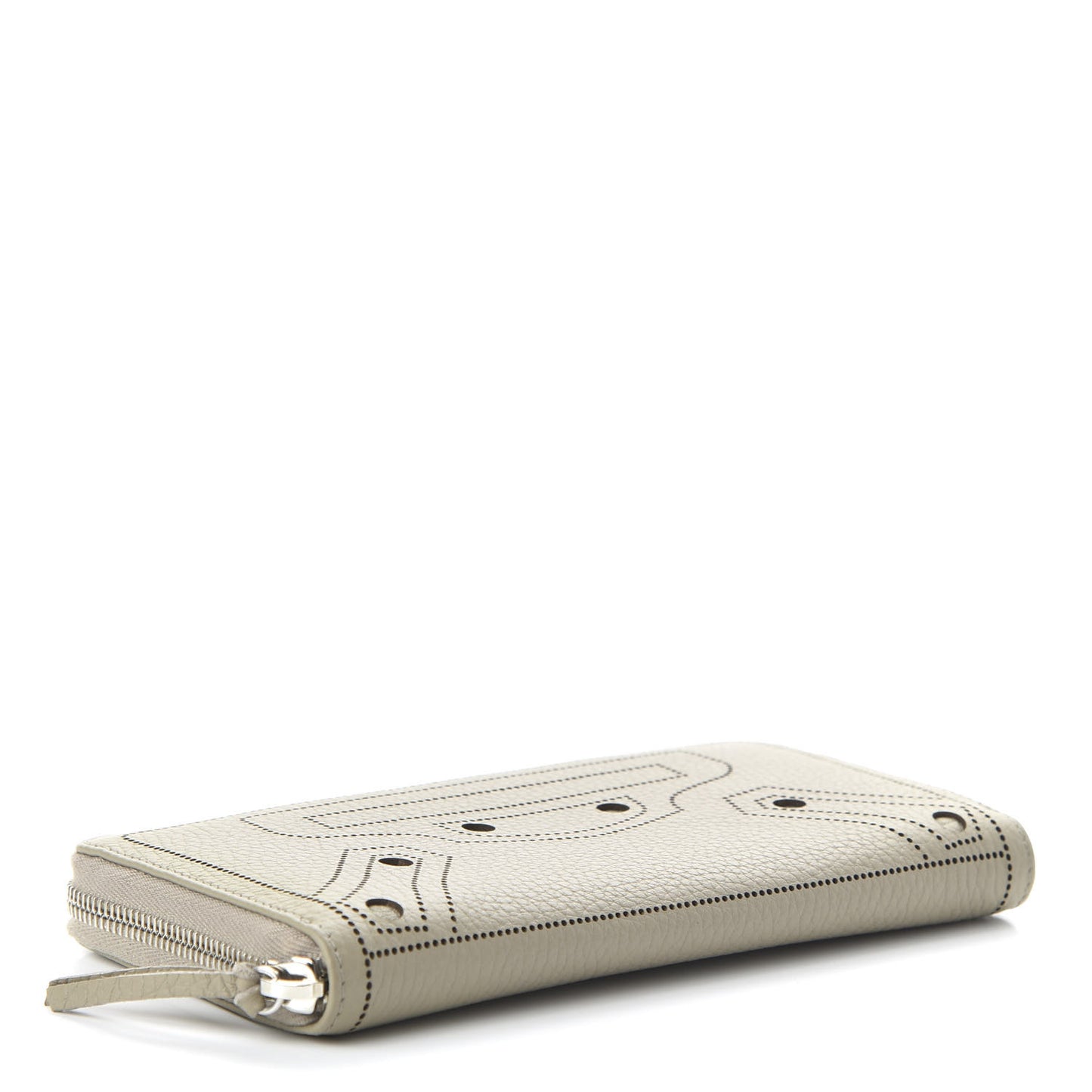 Veau Grana Perforated Blackout Hardware Continental Zip Around Wallet Gris Cendre