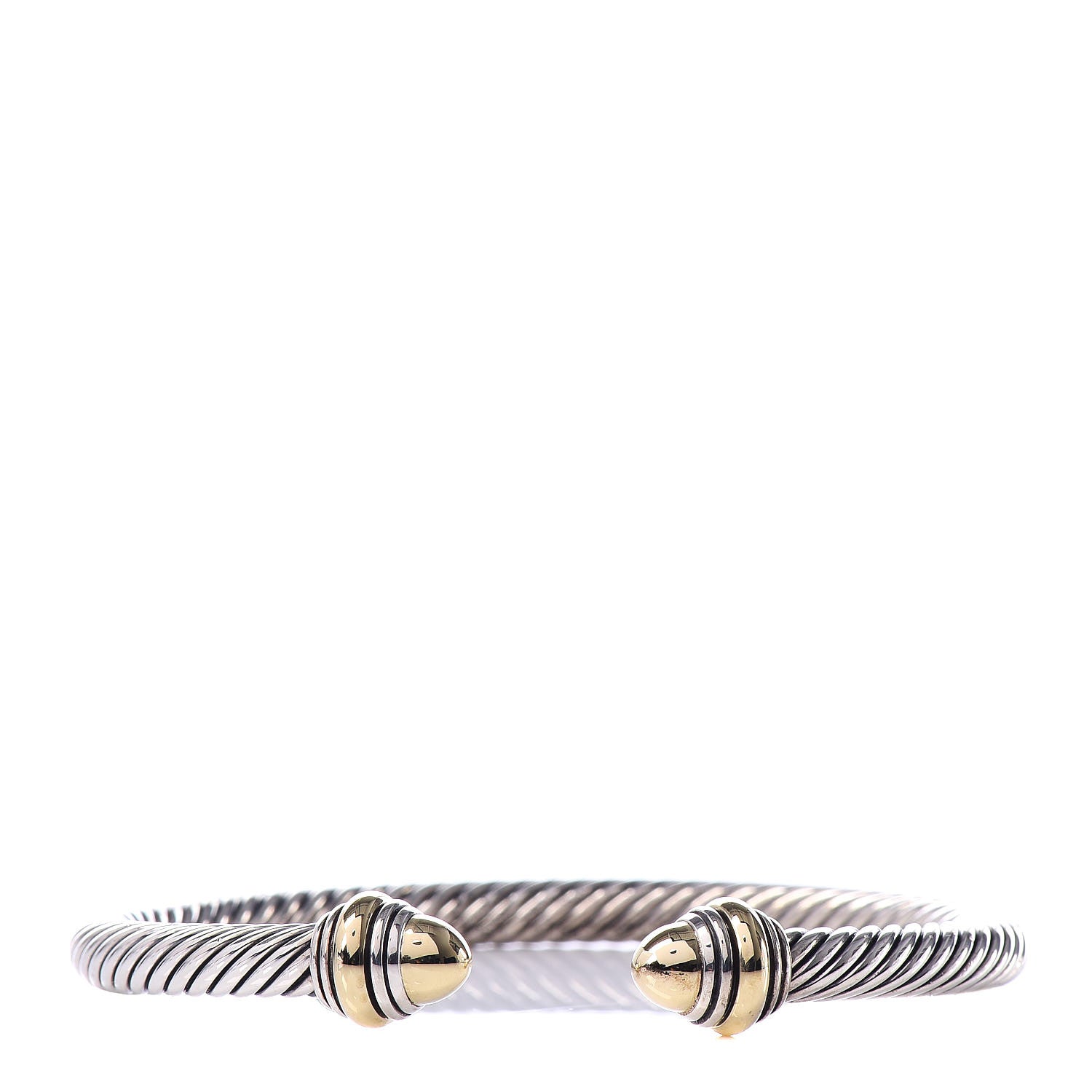 David Yurman Sterling Silver 14K Yellow Gold 5mm Cable Classics Dome Bracelet 1 of 5