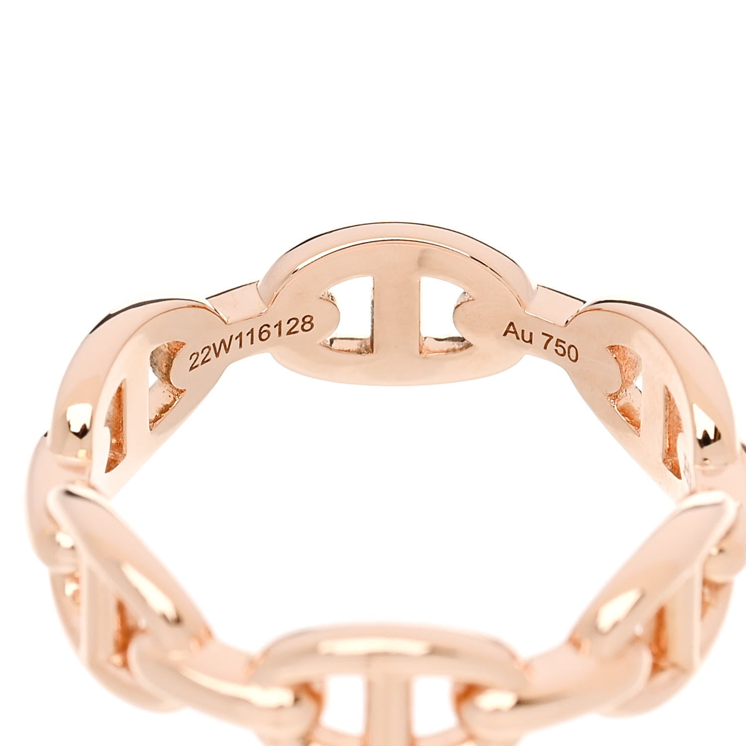 Hermes 18K Rose Gold PM Chaine d'Ancre Enchainee Ring 53 6.5 6 of 7