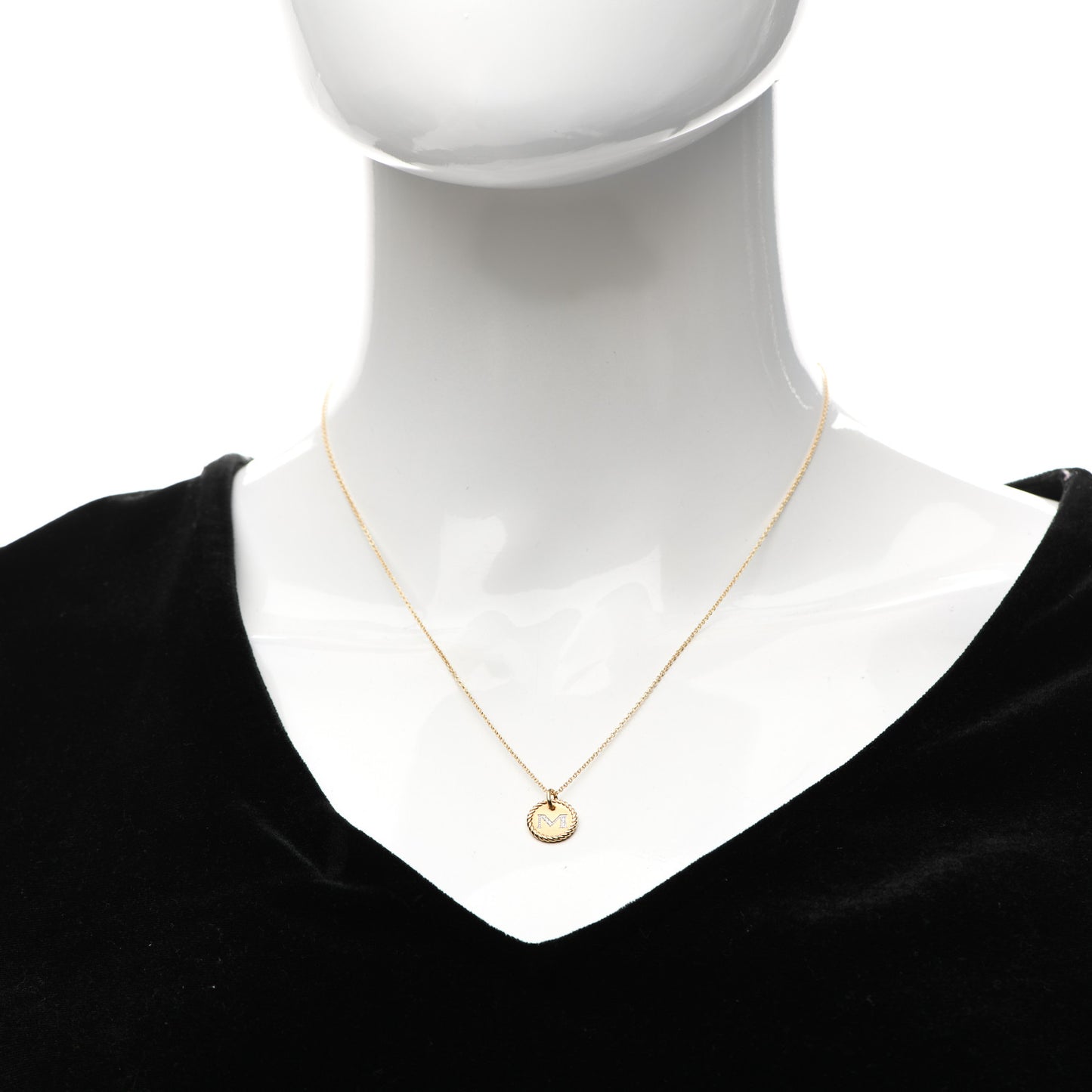 18K Yellow Gold Diamond Initial M Charm Necklace