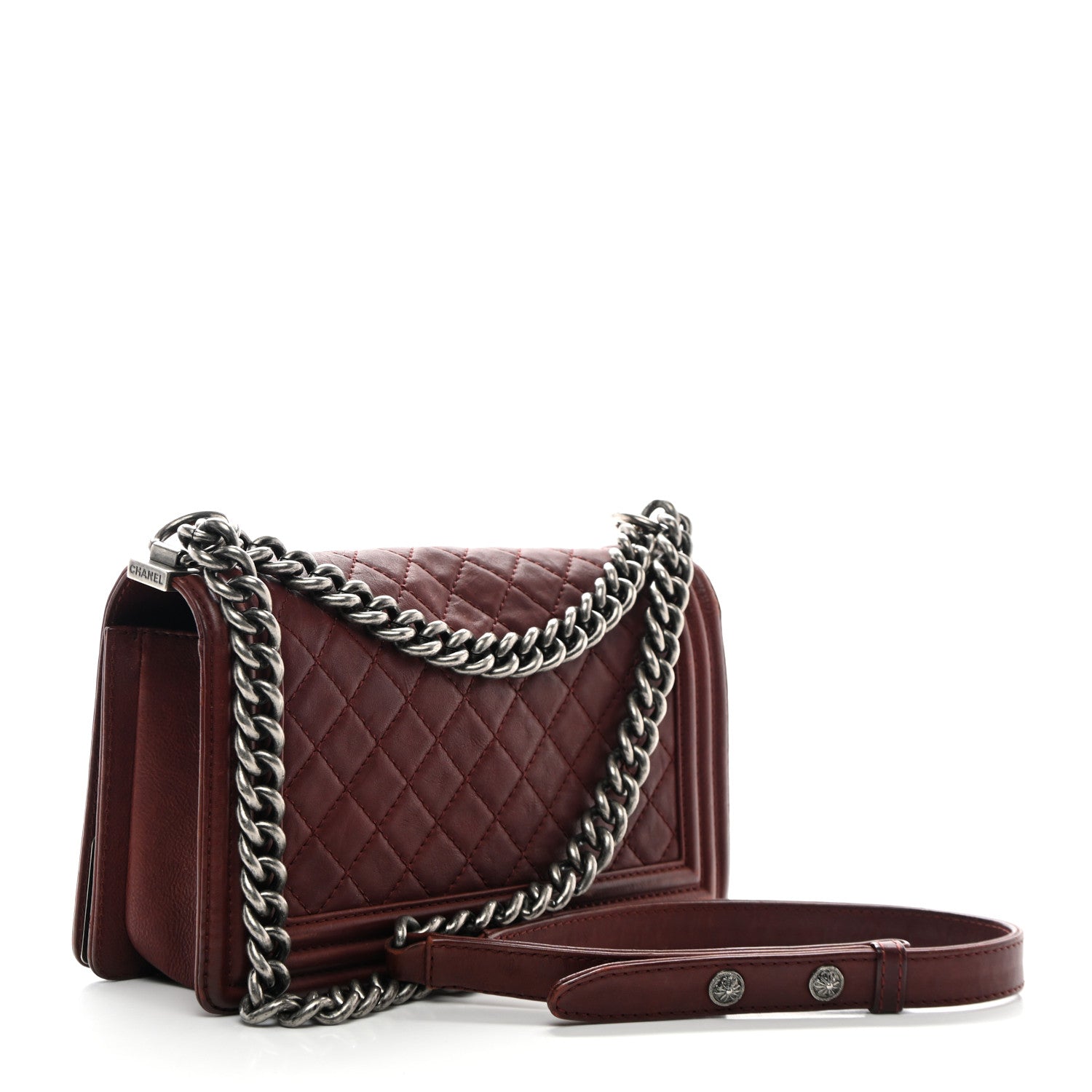 Chanel Calfskin Quilted Metal Embellished Paris Dallas Medium Boy Flap Burgundy 3 of 10