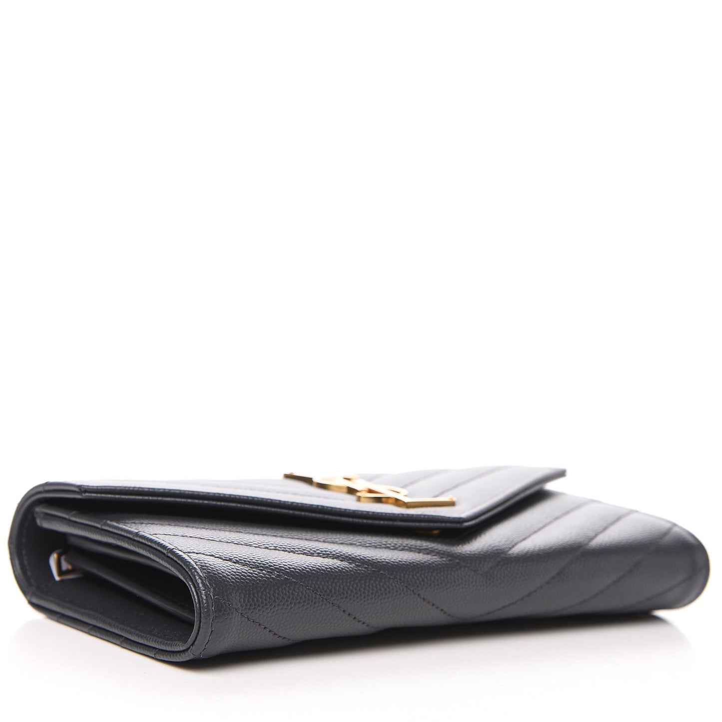 Grain De Poudre Matelasse Chevron Monogram Flap Wallet Dark Smog