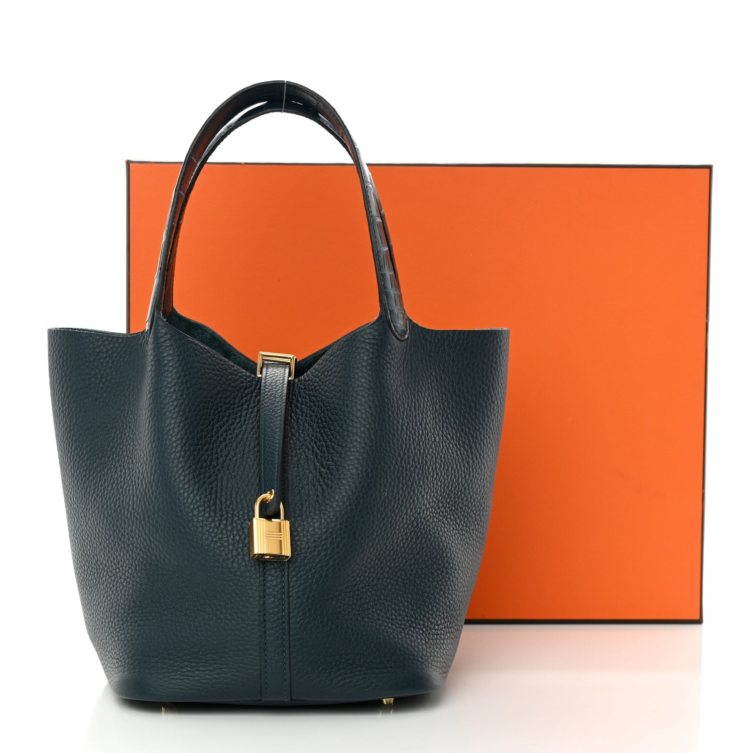 Hermes Taurillon Clemence Matte Alligator Picotin Lock Touch 22 MM Vert Bosphore 13 of 13