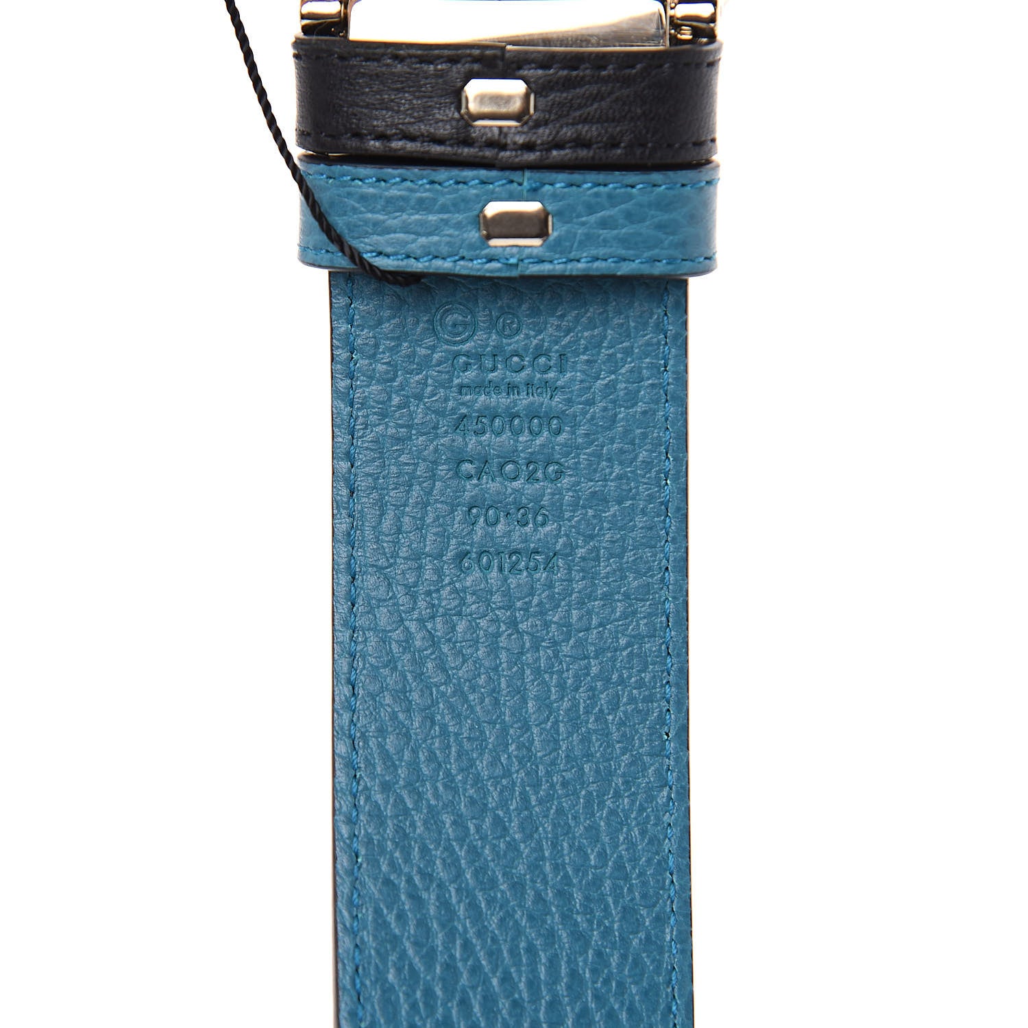 Gucci Dollar Calfskin 1973 Reversible Belt 90 36 Black Deep Cobalt 6 of 6