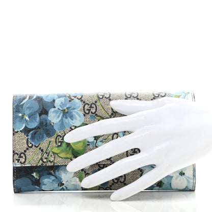 Gucci GG Supreme Monogram Blooms Continental Wallet Blue 2 of 8