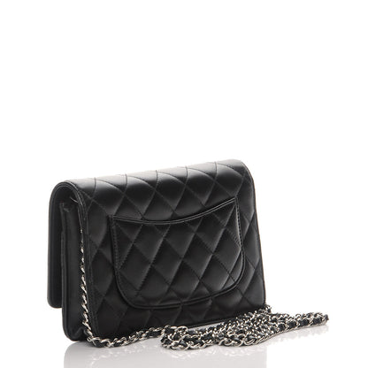 Chanel Lambskin Quilted Wallet On Chain WOC Black 3 of 8