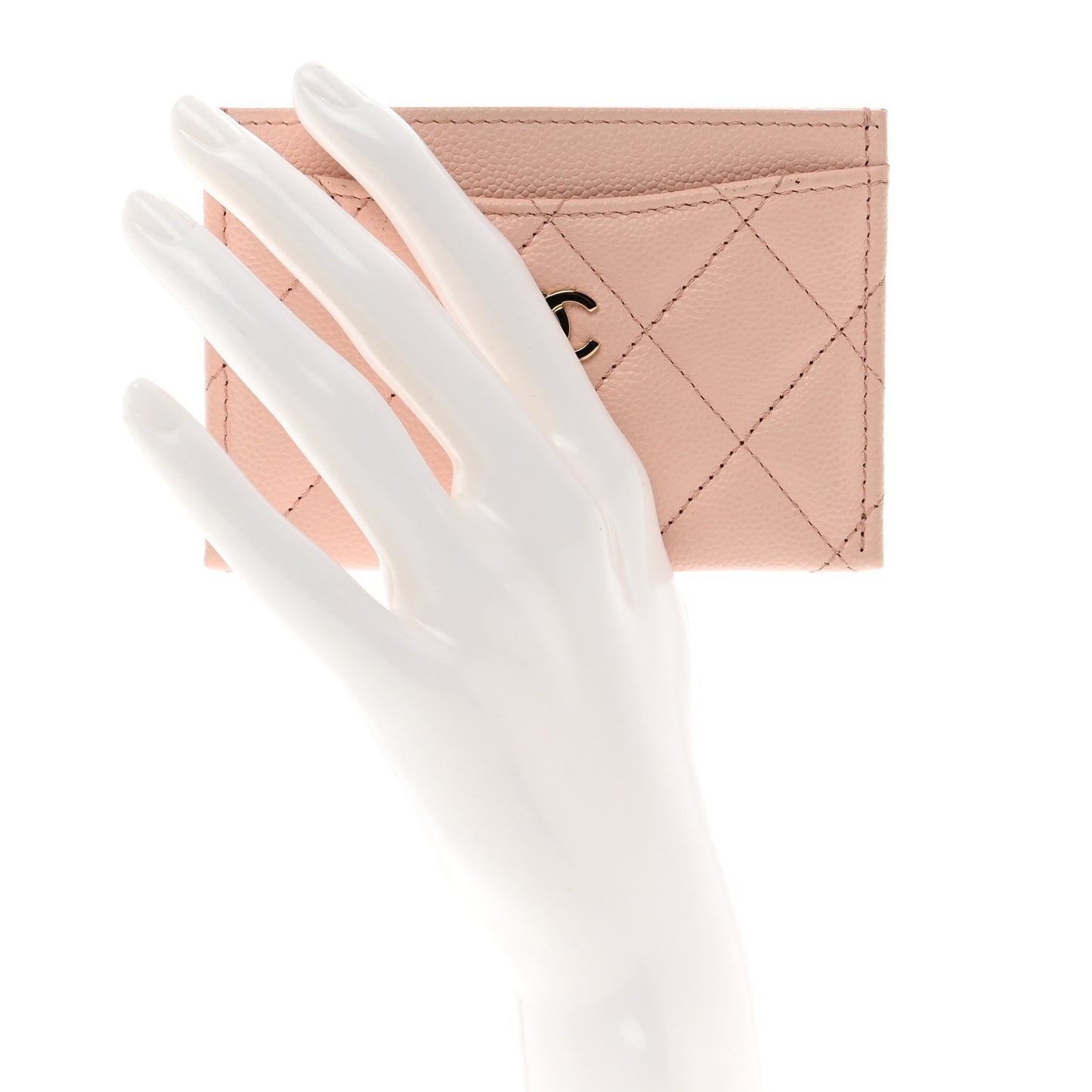 Caviar Quilted Card Holder Light Pink