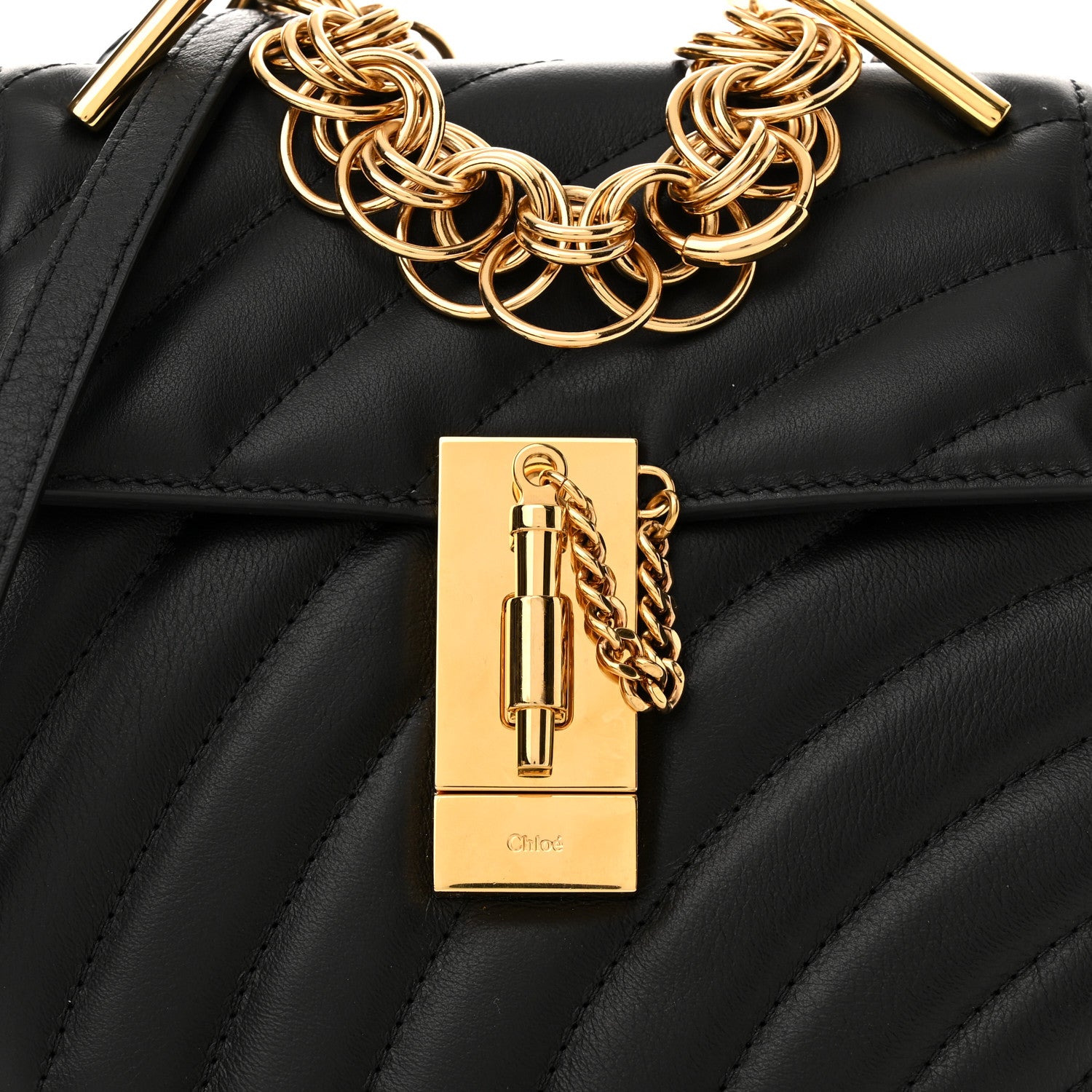 Chloe Calfskin Quilted Mini Drew Bijou Shoulder Bag Black 8 of 10