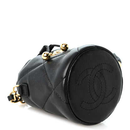 Chanel Calfskin Quilted Mini Drawstring Bucket Bag Black 3 of 9
