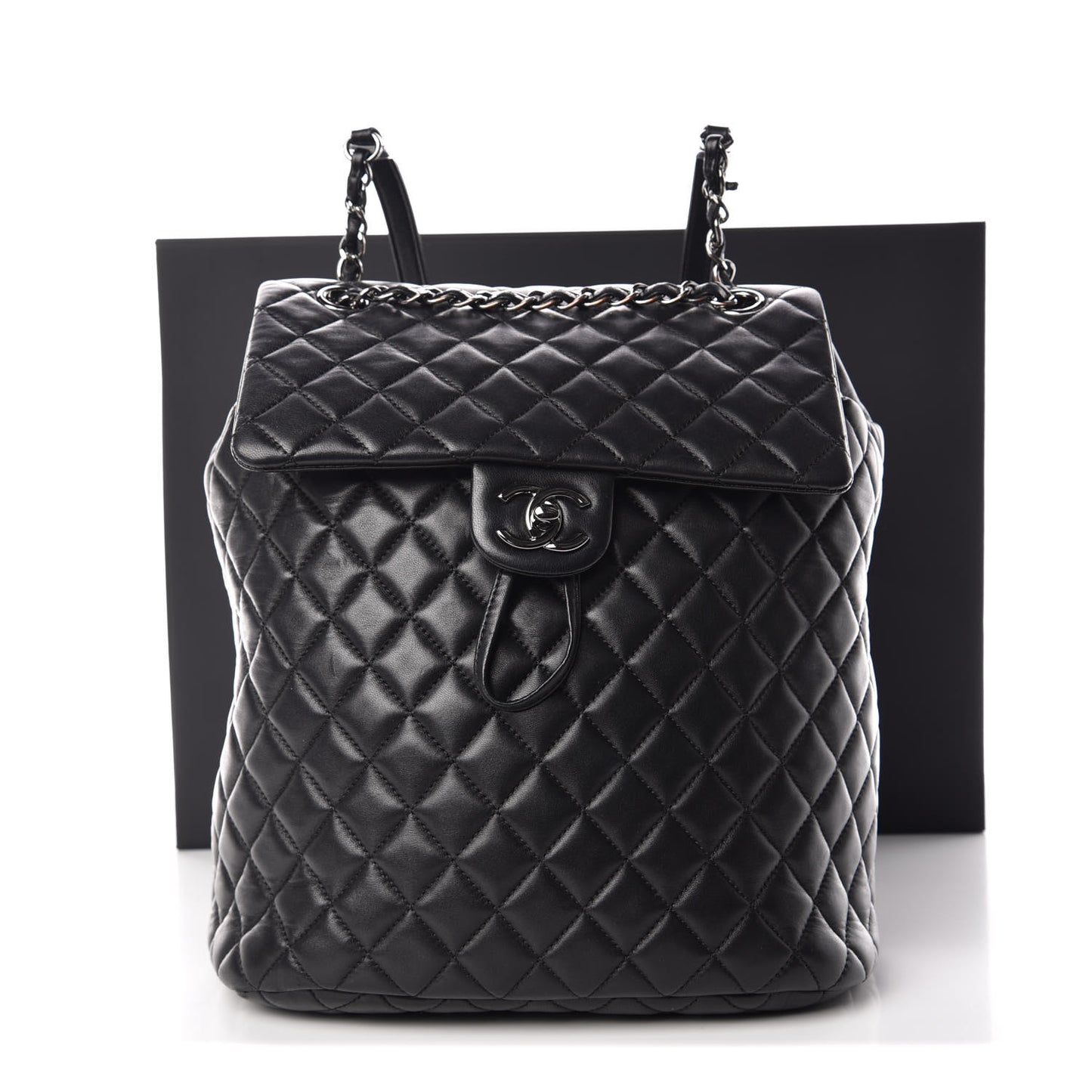Lambskin Quilted Large Urban Spirit Backpack Black