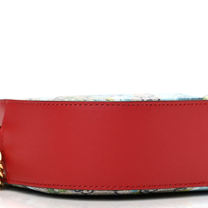 Gucci GG Supreme Monogram Blooms Mini Chain Shoulder Bag Beige Blue Navy Hibiscus Red 4 of 9