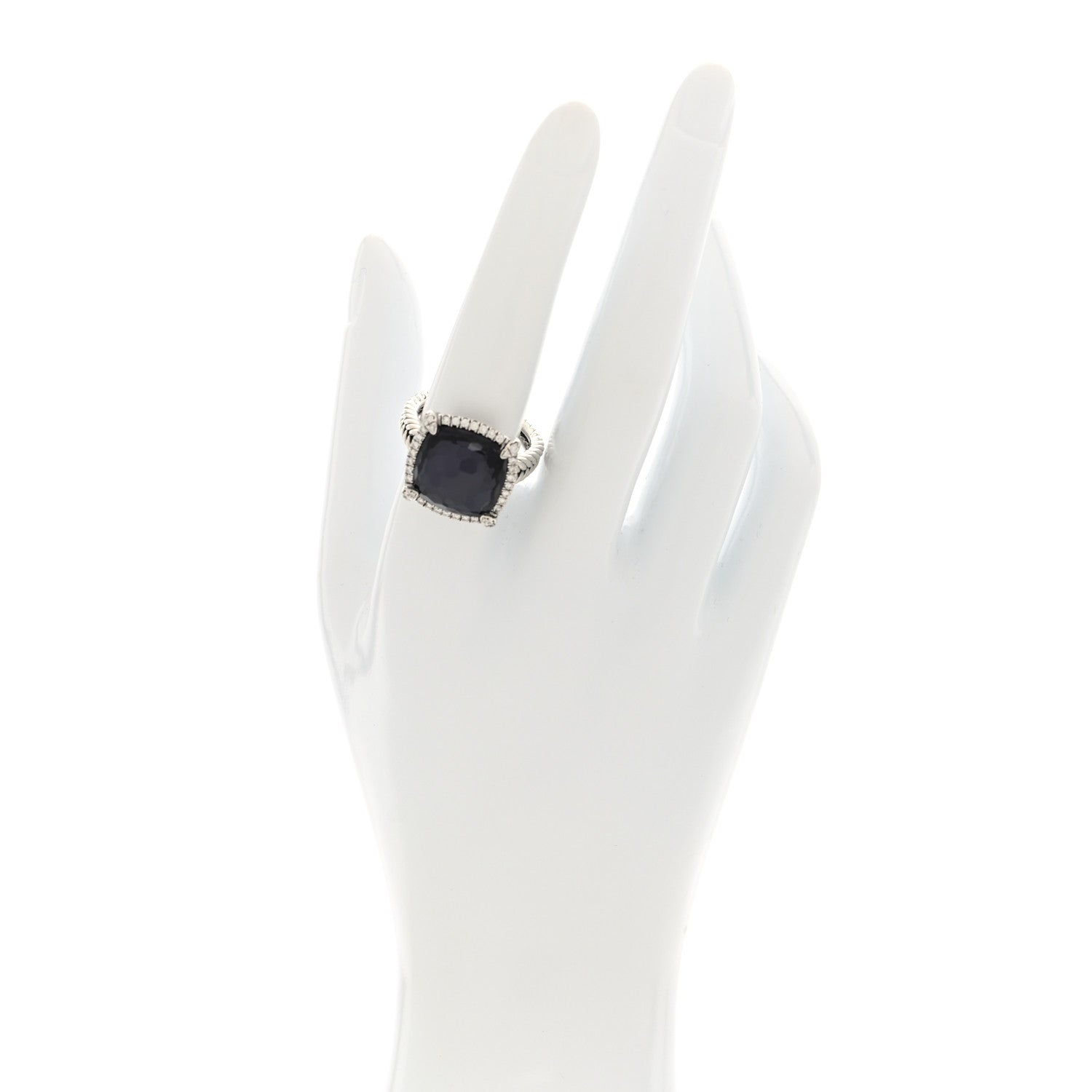 David Yurman Sterling Silver Diamond Black Orchid 14mm Chatelaine Pave Bezel Ring 56 7.5 2 of 4