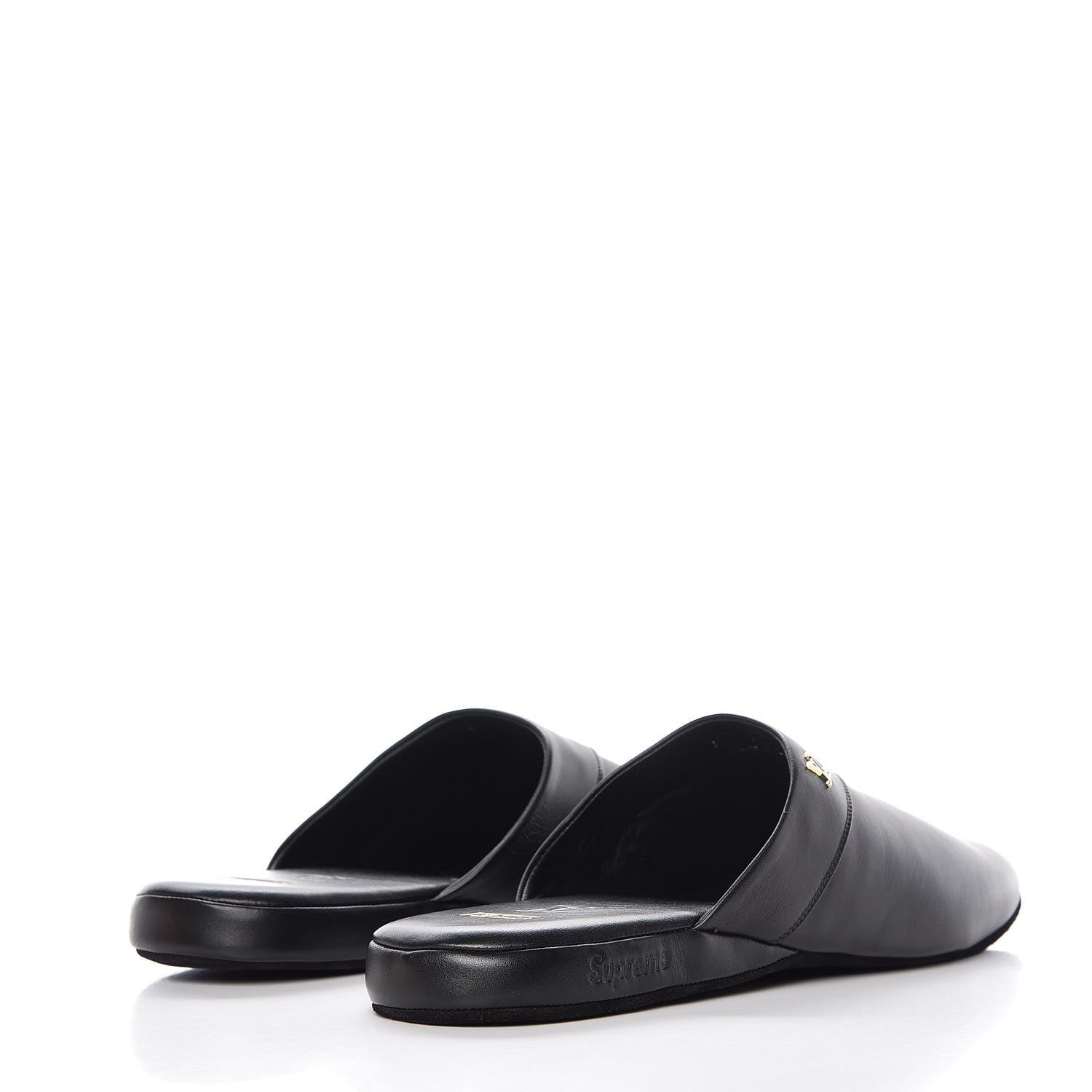 Louis Vuitton X SUPREME Lambskin Mens Hugh Slippers 7 Black 5 of 11