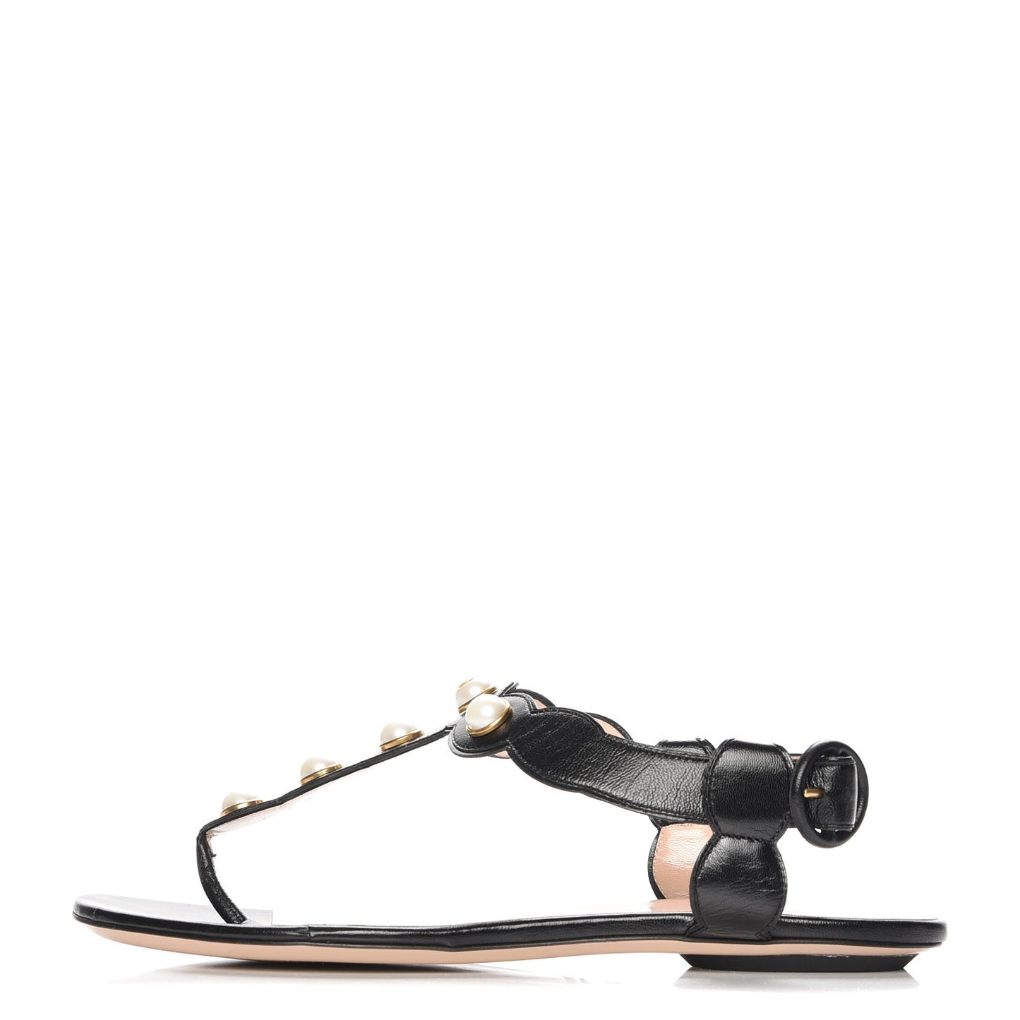 Nappa Willow Pearl Thong Sandals 39 Black