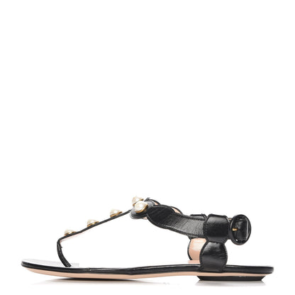 Gucci Nappa Willow Pearl Thong Sandals 39 Black 1 of 8