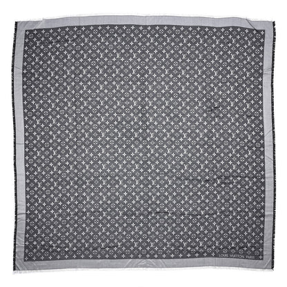 Louis Vuitton Wool Silk Monogram Denim Shawl Black 1 of 4