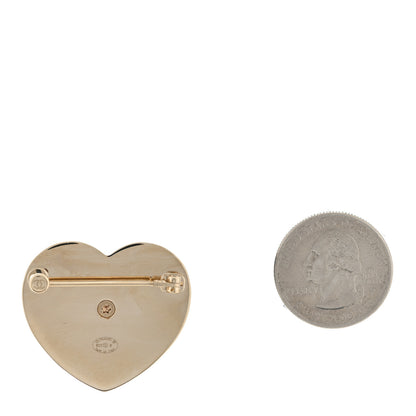 Chanel Lambskin CC Heart Brooch Black Gold 2 of 3