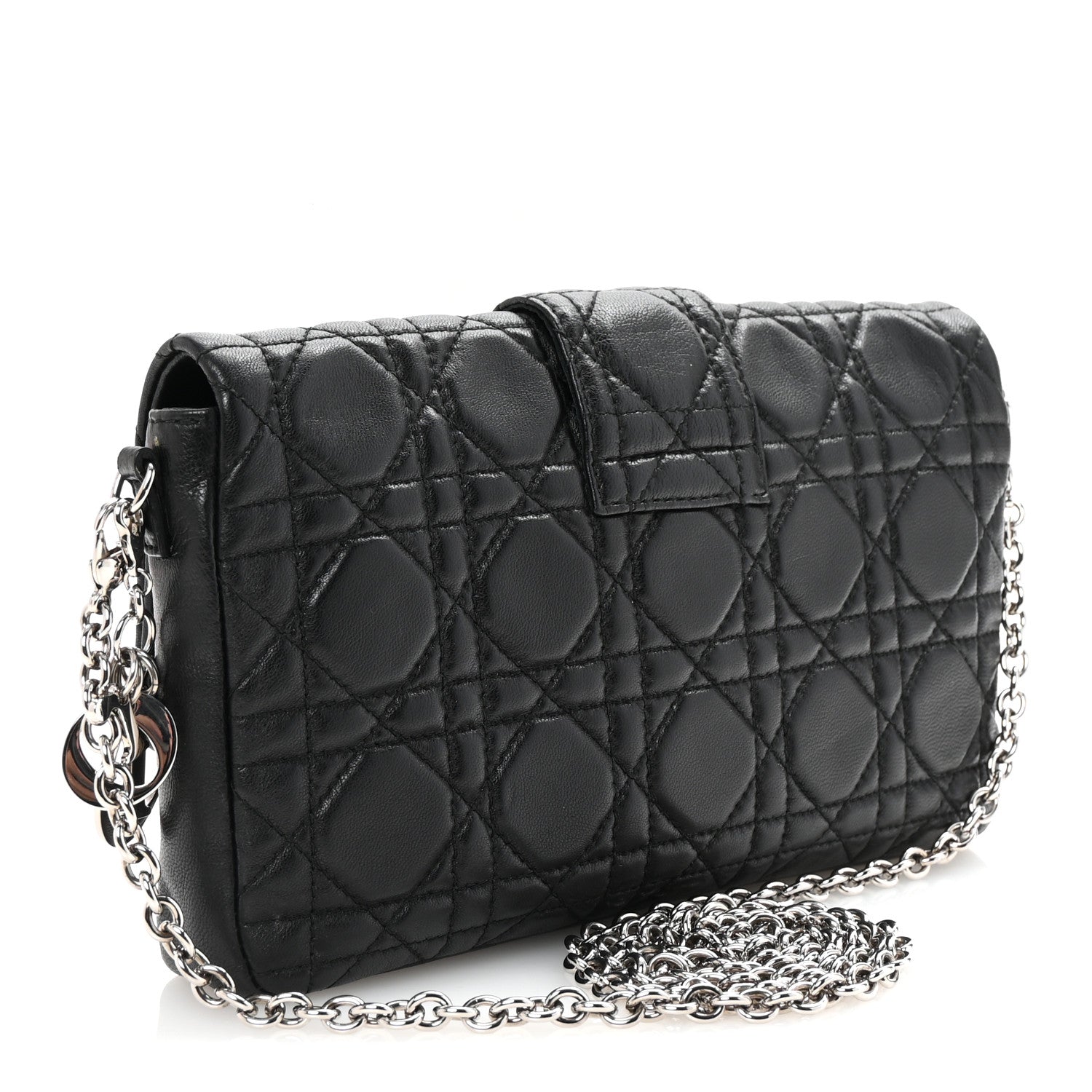 Christian Dior Lambskin Cannage Miss Dior Promenade Pouch Black