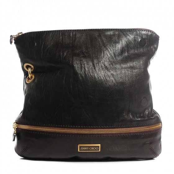 Calfskin Suede Marin Foldover Clutch Brown