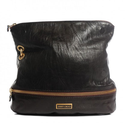 Jimmy Choo Calfskin Suede Marin Foldover Clutch Brown 1 of 13
